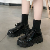 Leather Shoes Female Spring And Autumn Round Head 2024 New British Style Thick Primer Black Retro Dress Jk