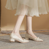 Breakj Coarse Heel Single Shoes Femininity Bridesmaid High Heel Women Low Heel 3Cm Main Wedding Dress Engagement Wedding Shoes