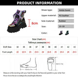 Glitter Motorcycle Boots Women Gothic Chunky Platform Ankle Boots Autumn Winter Thick Bottom Lace Up Punk Shoes
