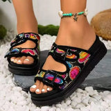 Breakj New Large-Size Slippers Women Thick-Bottomed A Buckle Solid Color Casual Cold Slippers