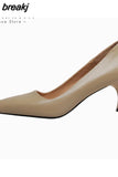 Size 34-39 Women Pumps Real Leather Sexy Pointed Toe High Heels Shoes For Women Solid Thin Heel Office Party