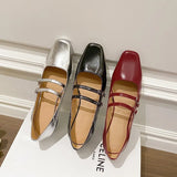 Spring New Women Shoes Fashion Square Toe Shallow Ladies Mary Jane Ballerinas Vintage Style Low-heeled Casual Single
