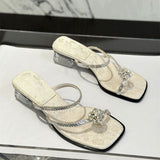 Breakj Temperament Cool Drag Woman 2025 New Set Of Toes Height Crystal And Fairy Sandals Square Dress Fashion