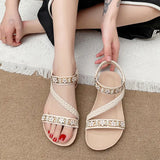 Breakj Sandals Women's Summer 2025 New Bohemian National Wind Weaving Flower Size Flat