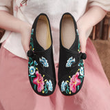 Breakj Glory Morning Glory Embroidery Flowers Round Head Spring Autumn Women's Shoes Single Shoes Canvas Embroidered Cloth