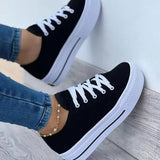 Women's Canvas Shoes 2022 Summer European and American New Thick-soled Lace-up Canvas Shoes Women's Low-top