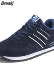 Men Sneakers Natural Pig Skin Material Male Trainers Outdoor Stylish Shoes Lace-up Flats Non-slip Rubber Sole Blue
