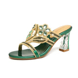 New High-Heeled Diamond Sandals In Summer Wear Slippers With A Thick Heel And A Fish Mouth With A Medium