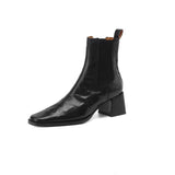 Breakj Zi Yan Retro Black Square Head Short Boots Female Super High With Thick With Chelsea Commute In The 2023 Winter New