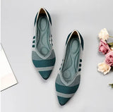 Polyester Shoes Women Spring Flats Pointy Toe Ballerinas Ladies Stretch Knitted Loafers Femme Daily Dress
