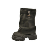 Breakj Street Metal Locking Short Boots Women's Tide 2023 Autumn New Thick-Bottomed Thick And Trouser