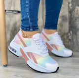 Head With Lace Grid Sneakers Women's Plus Size Low Top Casual Shoes Dad Shoes Single