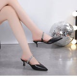 New Large Size Slippers Size 35-42 Pointed Fairy Wind Muller Fashion Rhinestone Women's