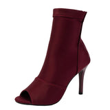 2023 New Fashionable Simple Hollowed-Out Short-Tube Jazz Dance High-Heeled Fish Mouth Cool