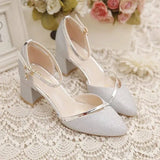 Breakj Women 2025 Spring And Autumn New Sleeker Wedding Shoes Women Fashion Thick Heel Single Shoes Buckle Bridesmaid High
