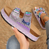 Breakj New Thick Bottom Rope Double Buckle Drill Softwood Beach Slippers Large Size Women's