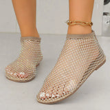 Breakj Summer New Round Head Sandals With Short Boots Summer Sexy Flat-Bottomed Hollow Sandals