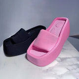 New 2023 Fashion Square Toe Luxury Satin Sandals Feminine Platform Slippers Designer Party Ladies Slippers Flip