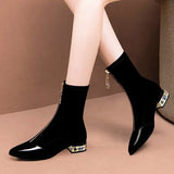 Fashion Boots 2024 New Fashion Thin Velvet Ankle Boots Water Drill Front