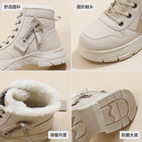 Breakj 2024 Winter Pure Color Women's Shoes With Velvet Cotton Shoes Warm High Top Platform Recreational Snow Boots Women's