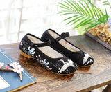 Breakj Cloth Shoes Women's Shoes Embroidered Shoes Low Heel One-Word Button Summer Women's Singles