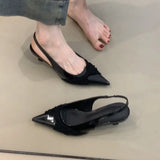 Breakj Gentle Temperament Pointed High-Heeled Shoes Women's Light Mouth Folds Low Heel Single Shoes Behind The Empty Head