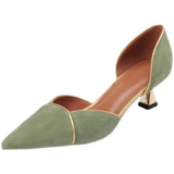 Soft Slip on Women Shoes Square Med Heels Spring Autumn Concise Pointed Toe Ladies Pumps Size