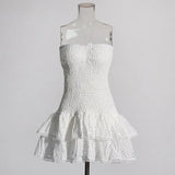 2025 New Fashion Sexy Take-Off Design Embroidered Lotus Leaves Side Bra Short Dress