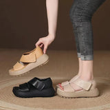 Breakj New Roman Sandals 2023 Retro Platform Increased And Light Open Toe Side Empty Velcro Fashion Casual
