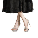 Breakj Rhinestone French Sandals Women 2024 New Socialite Fashion Waterproof Platform High Heel