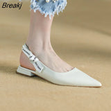 Flat Shoes Women Pointed Toe Single Shoes Sandals Spring Summer Rear Strap Woman Shoes White