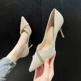 2023 New Summer Women's Stiletto High Heels Thin Heels Artificial Leather Pointed
