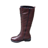 Winter New Round Head Side Zipper Knight Boots With High Heels And Women's Large Solid Color