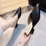 Half Slippers, Women's Shoes 2024 Spring Fashion, Temperament, Chunky Slippers, Chunky Pointed Sandals,shoes for