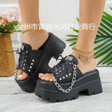 Breakj Women's Shoes In The Summer Of 2025 New Cool Slippers Pine Cake Thick-Soled Rivet Chain Coarse