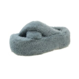 Breakj Thick-Bottomed Fur Slippers Women 2025 Autumn And Winter New Fashion Cross-Carrying Home Cotton