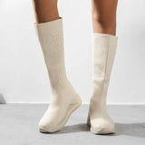 Winter Women Platform Over The Knee Boots Ladies Stretch Knitted Socks Long Boots Slip on Thick Bottom Shoes Woman