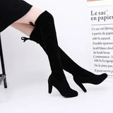 And Winter New Add Velvet Warm Retro Boots High Heel Thick Heel Platform Knee Boots Female Plus Size