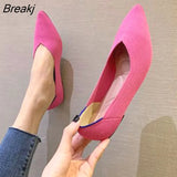 JIU MOUNTAIN 2021 Women's Shoes Autumn Single Shoes Fashion Knitted Pointed Shoes Flat Bottom Comfortable Plus Size