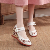 Breakj Heels Single Shoes With Embroidered Cloth Shoes Ancient Wind National Wind National Wind Spring And Autumn Women Cloth Shoes Women's