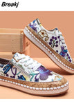 Up Graffiti Flats Women Fashion Non slip Casual Shoes Women loafers Plus Size 43 platform Shoes zapatos