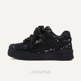 Breakj Shoes Destruction Aesthetics Splash Ink Series Street Small Black Shoes Rope Bread Shoes And Shoes Couple Fashion