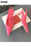 Fashion Spring Slingback Sandals Women Half Wrap Pointy Toe Designer High Heel Shoe Elegant Shallow Pumps Party Dress