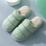 Women Slippers Down cloth Home Slippers Non-Slip Soft Warm House Slippers Indoor Bedroom Lovers Couples Floor Shoes