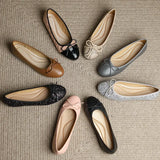 Round Toe Bowtie Flats Woman Foldable Roll-Up Shoes Pocket Loafers Serpentine/Sequins Ballerinas Ladies Dress