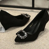 Breakj Hefque Fashion Single-Shoe Women 2025 Spring New Fashion Water Diamond Head Light Moussed Soft Bottom Not Tired Heeled