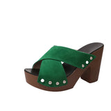 Breakj Summer New Korean Version Of The Toe Thick Toe Cool Drag Thick Hedging And Waterproof Slipper Women Cross With High Heel Large Size Women's