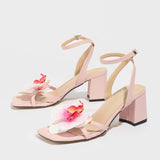 Breakj Sandals Three-Dimensional Orchid Head Elegant Light Pink Soft Texture Women's Shoes Direct