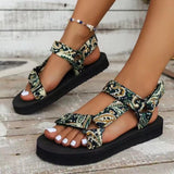 Breakj New Fashion Flat Beach Sandals Women's Thick-Soled Magic Stick National Wind Toe Women's