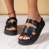 Breakj New Large-Size Slippers Women Thick-Bottomed A Buckle Solid Color Casual Cold Slippers